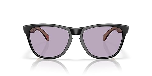 Oakley OO9245 Frogskins Low Bridge Fit Square Sunglasses, Matte Black/Red/Prizm Slate, 54 mm