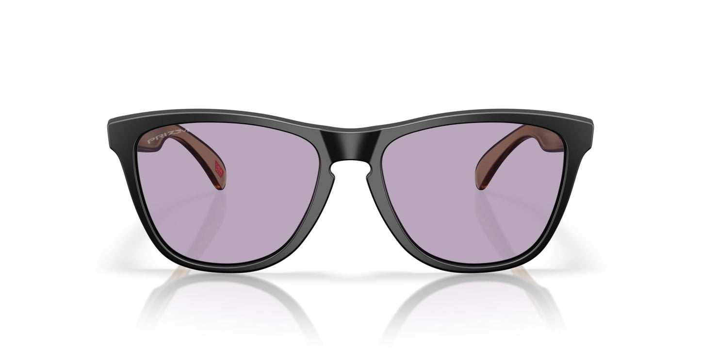 Oakley OO9245 Frogskins Low Bridge Fit Square Sunglasses, Matte Black/Red/Prizm Slate, 54 mm