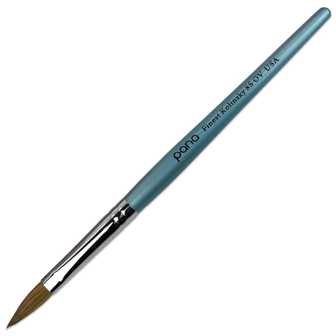 pana USA Acrylic Nail Brush100% Pure Kolinsky Hair New Teal Wood Handle with Silver Ferrule Oval Crimped Shaped Style (Size # 8) Beauty & Personal Care PANA