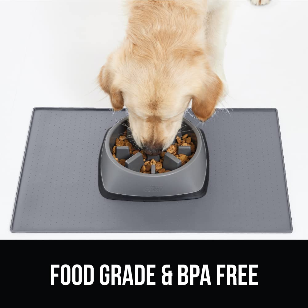 GORILLA GRIP Waterproof Silicone Pet Feeding Mat 18.5x11.5 – Raised Edge, Spill-Proof, BPA-Free Floor Protector for Dogs & Cats