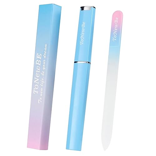Glass Nail File in Case, Glass Fingernail File, Czech File, Double-Sided Etched Nail File for Nail Art & Nail Care, Christmas Gifts Stocking Stuffers