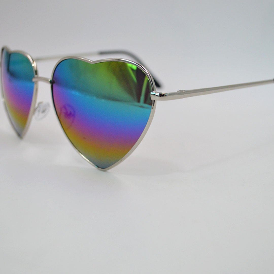 Mily Color Coated Full Metal Frame UV400 Heart Shape Sunglasses Eyewear (Rainbow, Rainbow)