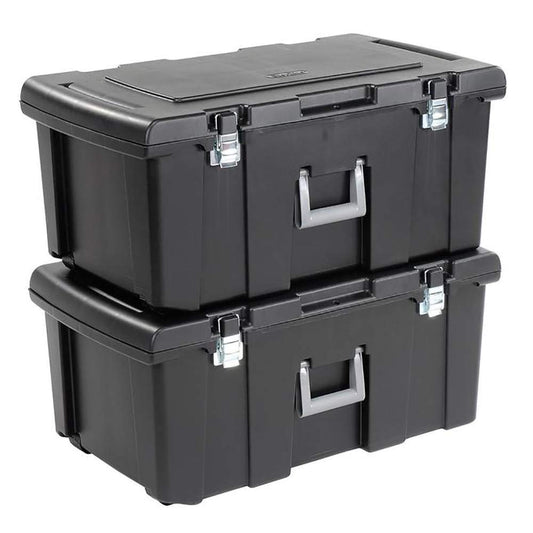 Sterilite 18429002 Footlocker Lid and Base with Titanium Handle, Black, (Pack of 2)