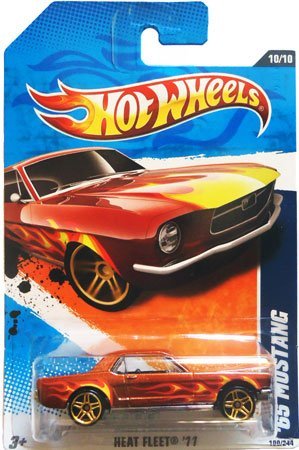 Hot Wheels 2011 Heat Fleet 1965 Ford Mustang Copper Red with Flames and Opening Hood