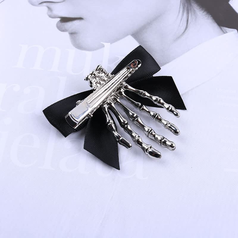 Utavu 2pcs Skeleton Hair Clip Claw Skeleton Hand Hair Clip Bone Clips Spooky Skull Goth Hair Clips Halloween Hair Accessories for Women Girls, Pack