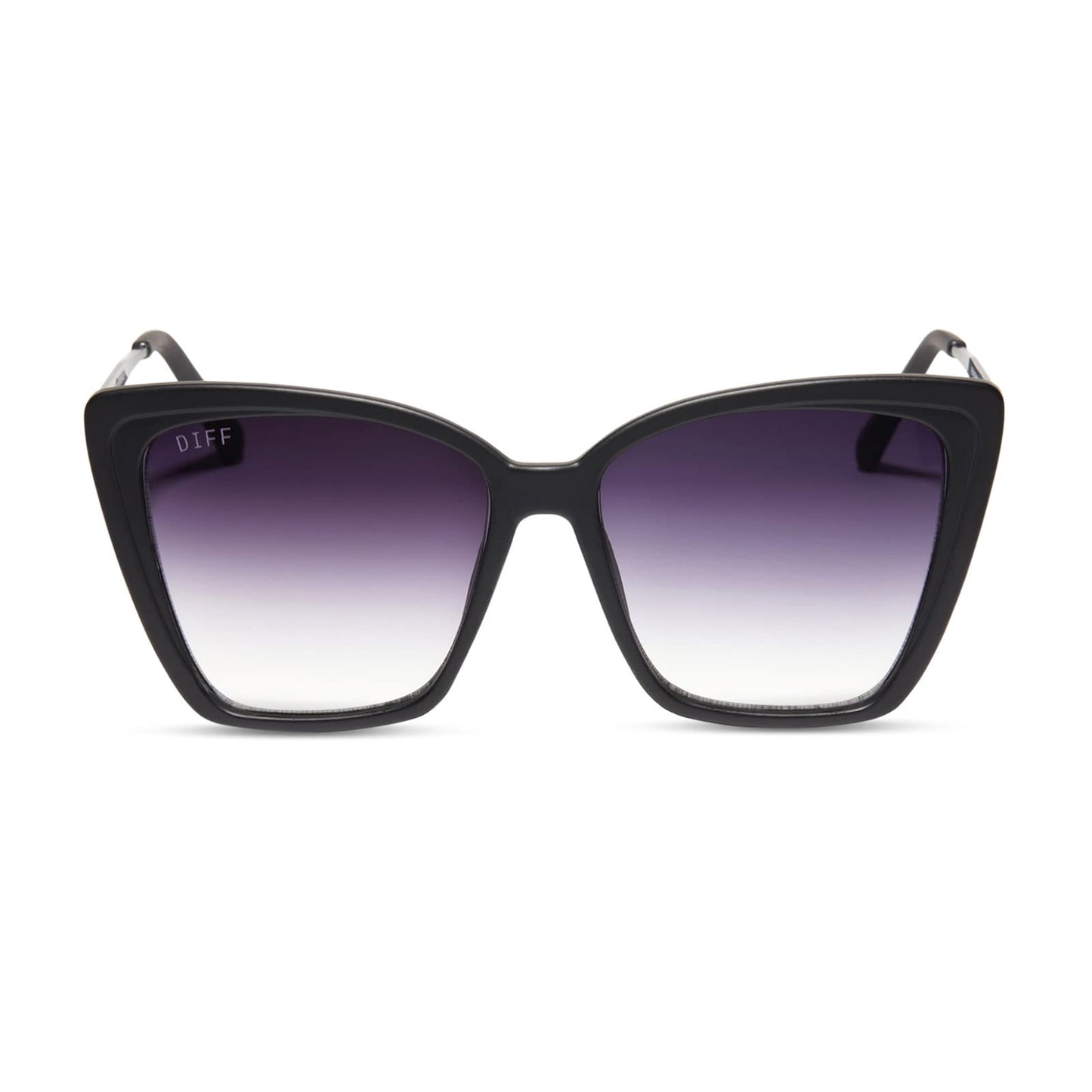 DIFF Heidi Lightweight Cat Eye Sunglasses for Women, Matte Black + Sharp Grey Gradient