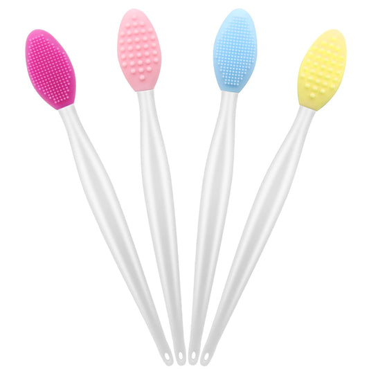 Silicone Lip Scrub Brush - Double-Sided Exfoliating Tool for Dark and Chapped Lips, Cleaner for Smoother and Fuller Appearance?4PC?