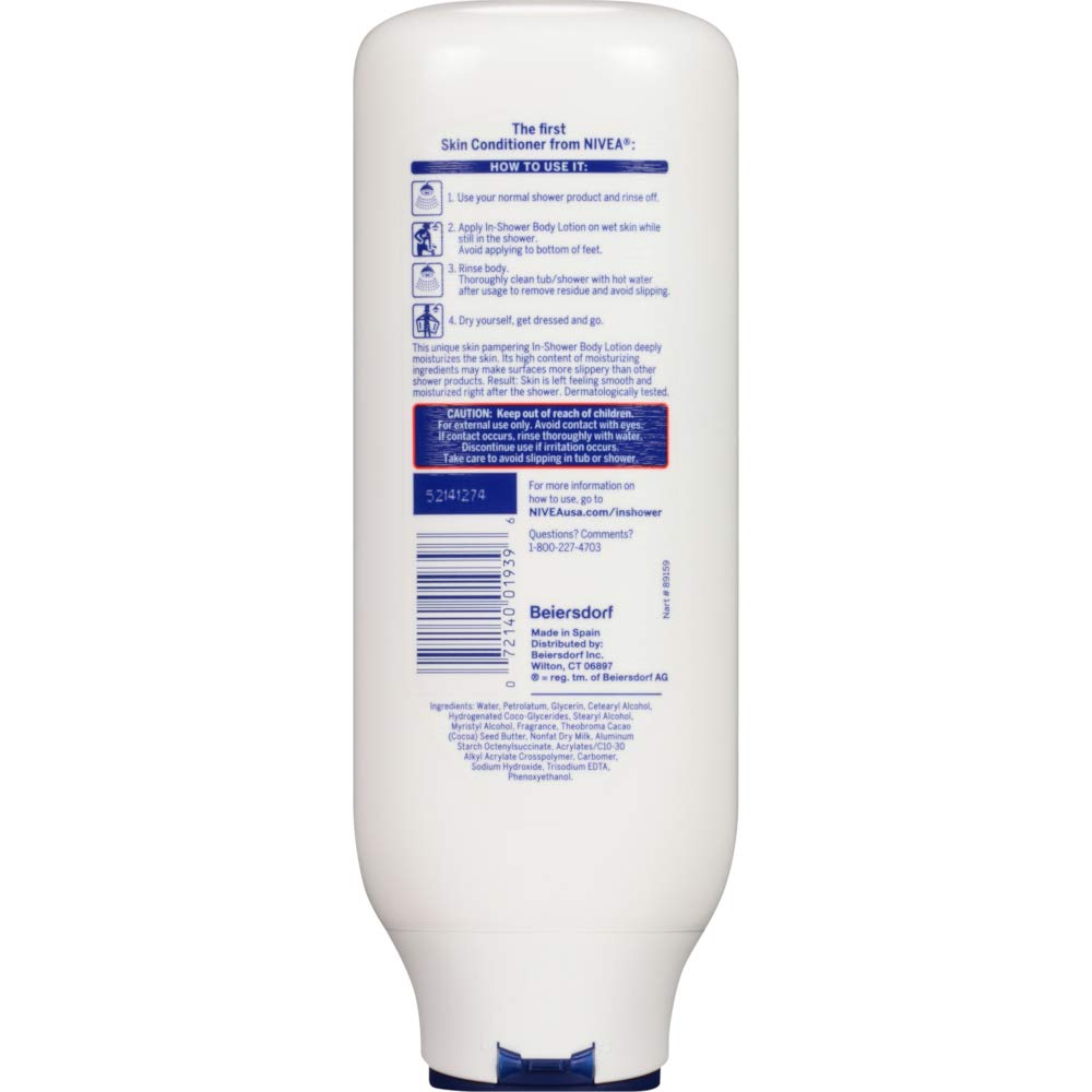 NIVEA Lotion In-Shower Cocoa Butter 13.5 Ounce (Dry To Very Dry) (400ml) (Pack of 3)