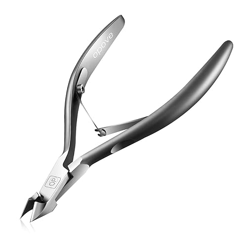 Cuticle Trimmer 3/4 Jaw Extremely Sharp Cuticle Nippers Scissors Stainless Steel Clippers Cutter Remover Pedicure Manicure Nail Tool, opove X7, Space