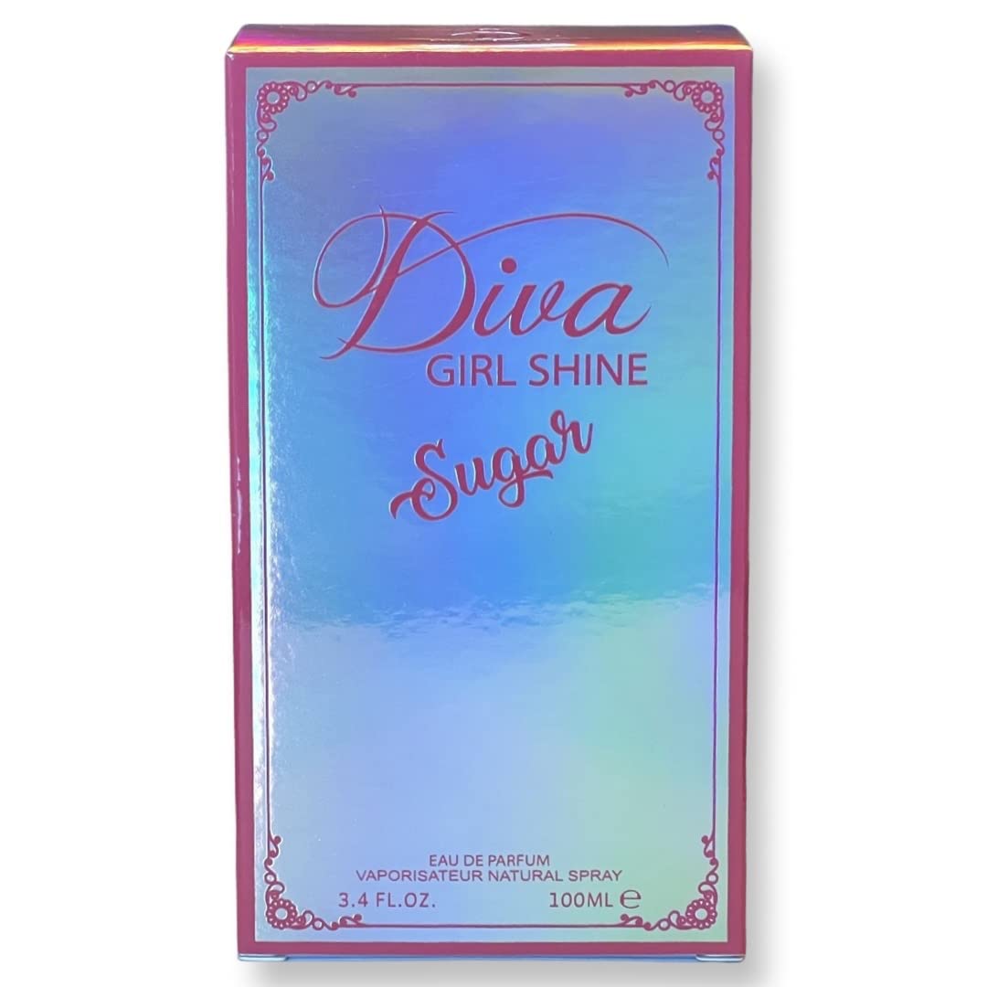 United Scents DIVA GIRL SHINE SUGAR - Eau de Parfum for Women - Notes of Tangerine, Honeysuckle, and Wild Berry - 3.4 Fl Oz