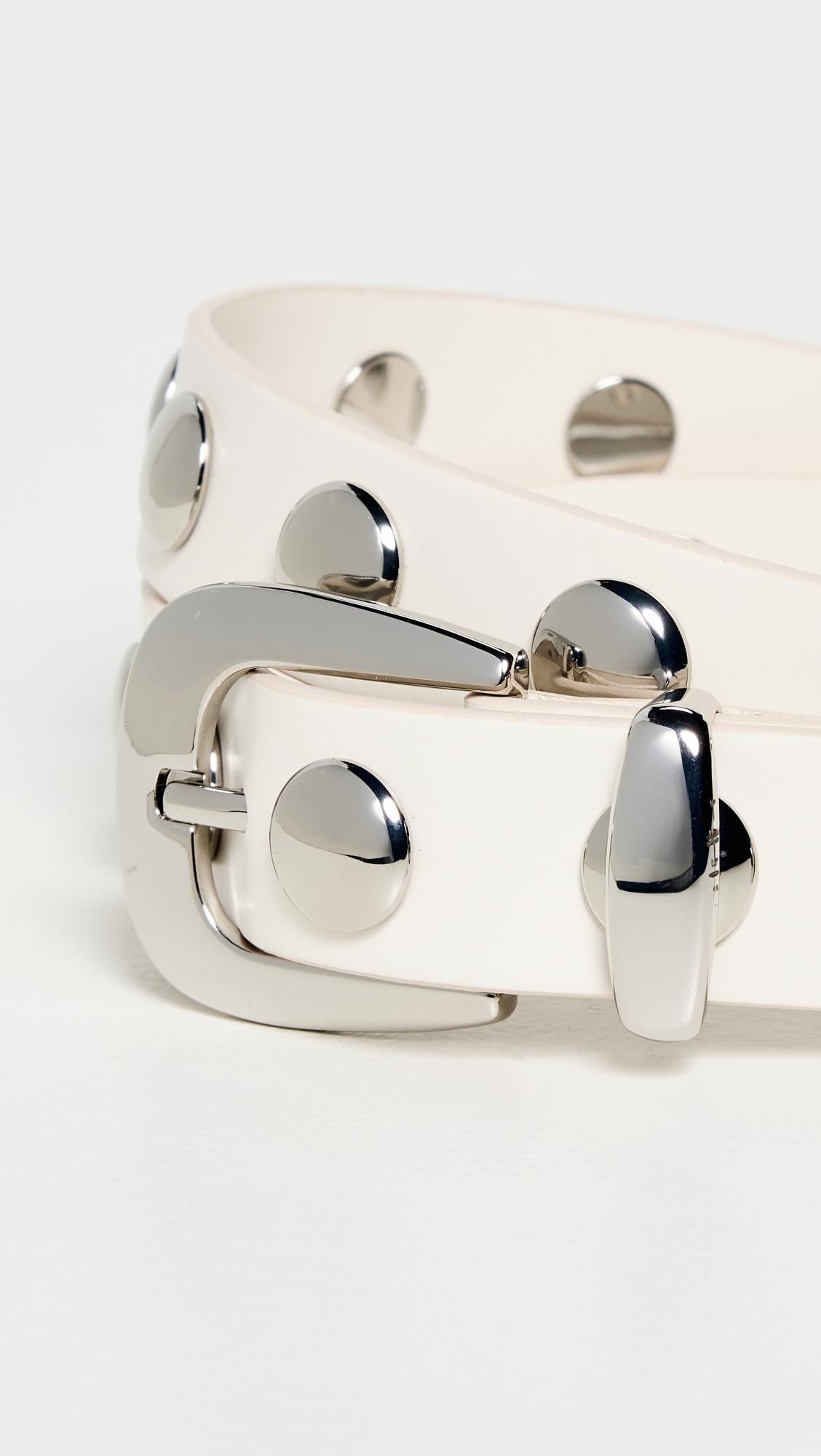 Madewell Women's Western Studded Belt, Ivory, White, Silver, Small