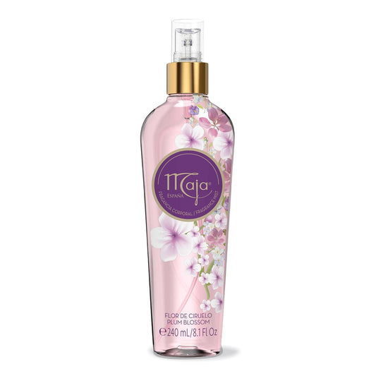 Maja Plum Blossom Perfumed Body Mist with Floral and Fruity notes to refresh yourself any time, Transparent Purple, 8.1 Fl Oz, Spray Bottle