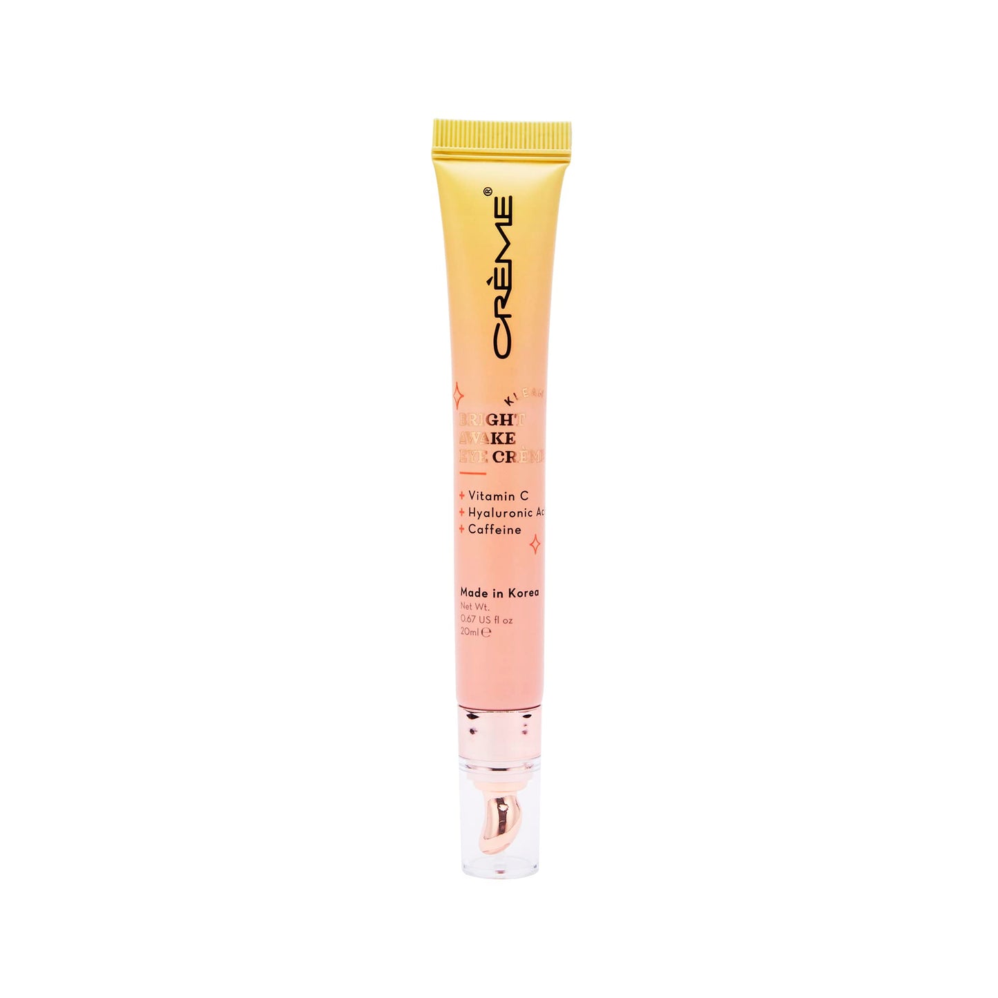 The Crème Shop Klean Beauty Awake Eye Crème, Vitamin C, Hyaluronic Acid & Caffeine, Dark Circles Under Eye Treatment (0.67 fl oz)