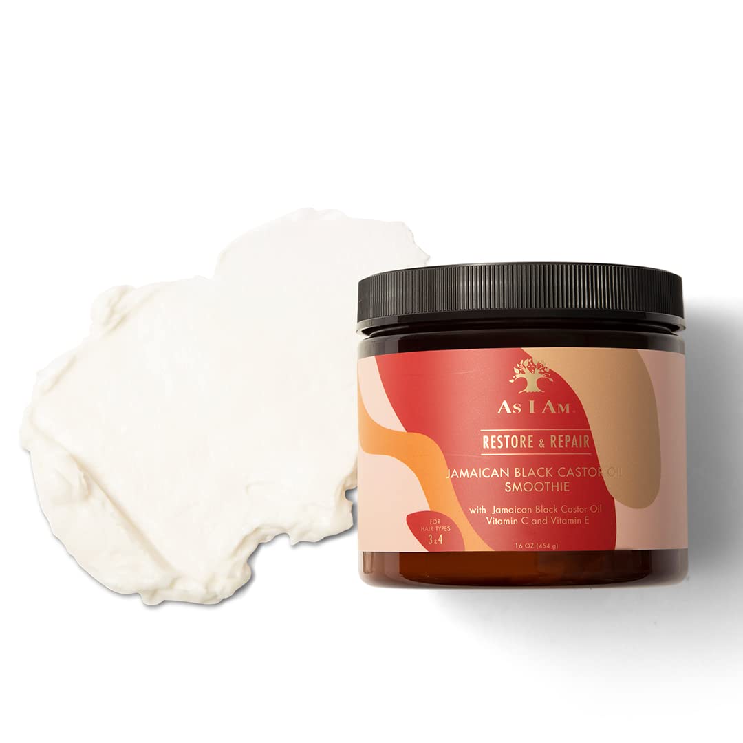 As I Am Jamaican Black Castor Oil Smoothie 16 oz - with Ceramide, Vitamin C & E - Enhanced Curl Definition - Lightweight - Strong Hold - Flake Free