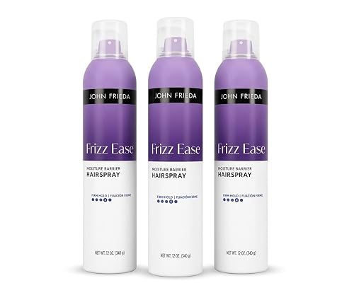 John Frieda Frizz Ease Moisture Barrier Firm Hold Hairspray, 12 oz (Pack of 3), Long-Lasting Humidity-Resistant Anti-Frizz Spray, Heat Protection Bulk