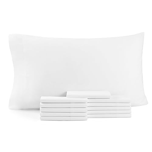 Arkwright Bulk Queen Pillow Cases - Pack of 12 - Soft Hypoallergenic Cotton Blend Pillowcases, Bedding Essentials for Hosts, Resorts, Vacation