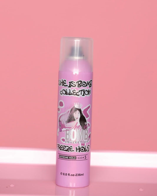 SHE IS BOMB Versatile Freeze Hair Spray, Extreme Hold for Wigs and Hairstyles, No Residue 8oz