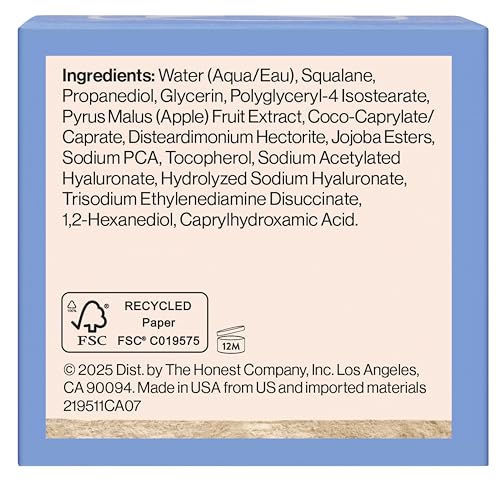 Honest Beauty Hydrogel Cream with Hyaluronic Acid | Lightweight, Moisturizing Water Cream | Gentle for Sensitive Skin, Fragrance Free, Vegan