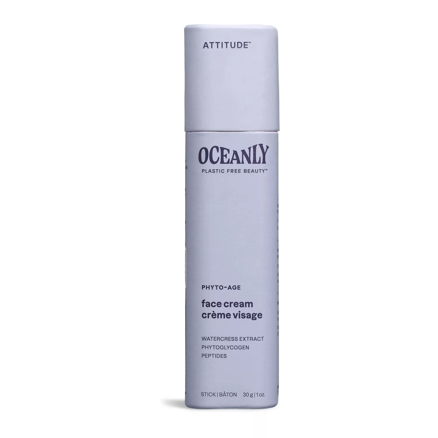 ATTITUDE Oceanly Face Cream Bar, EWG Verified, Plastic-free, Plant and Mineral-Based Ingredients, Vegan and Cruelty-free Beauty Products, PHYTO AGE