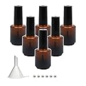 Agidea 6PCS Empty Nail Polish Bottles Amber 15ML/0.5 oz, Empty Dark Glass Refillable Nail Polish Bottles with Brush & Mixing Balls & Funnels,Brown