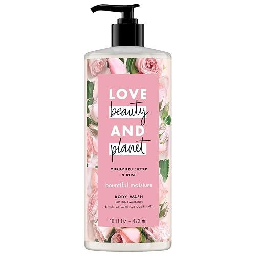 Love Beauty And Planet, Bountiful Moisture Body Wash to Clean Hydrate Skin Murumuru Butter Silicone Free Paraben Free Vegan, rose, 16 Fl Oz