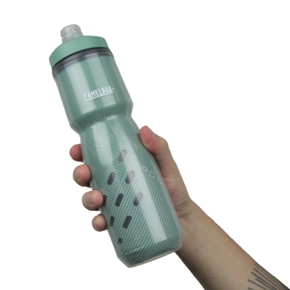CamelBak Podium Chill Insulated Bike Water Bottle - Easy Squeeze Bottle - Fits Most Bike Cages - 24oz, Sage Perforated
