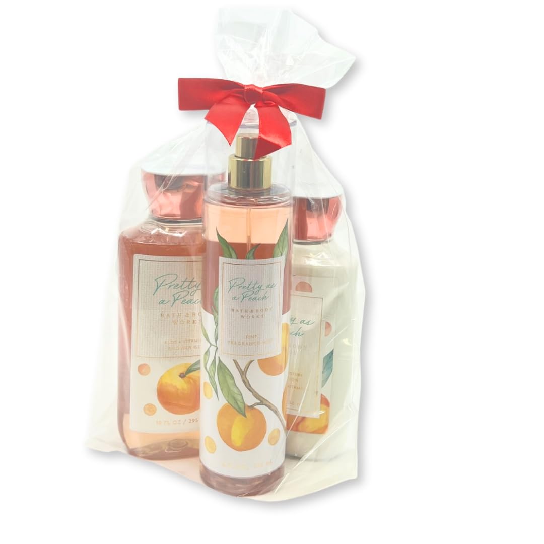 Bath & Body Works Pretty as Peach 3-Pc Gift Set – Shower Gel 10 oz, Fine Fragrance Mist 8 oz & Body Lotion 8 oz | Holiday Bundle