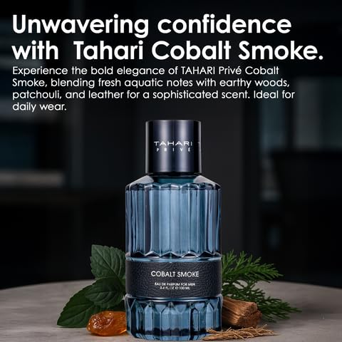 TAHARI Privé Cobalt Smoke - Luxury Cologne for Men with Seductive Patchouli, Vetiver & Cedar. Long-Lasting, Masculine Fragrance in Travel Size - Ideal