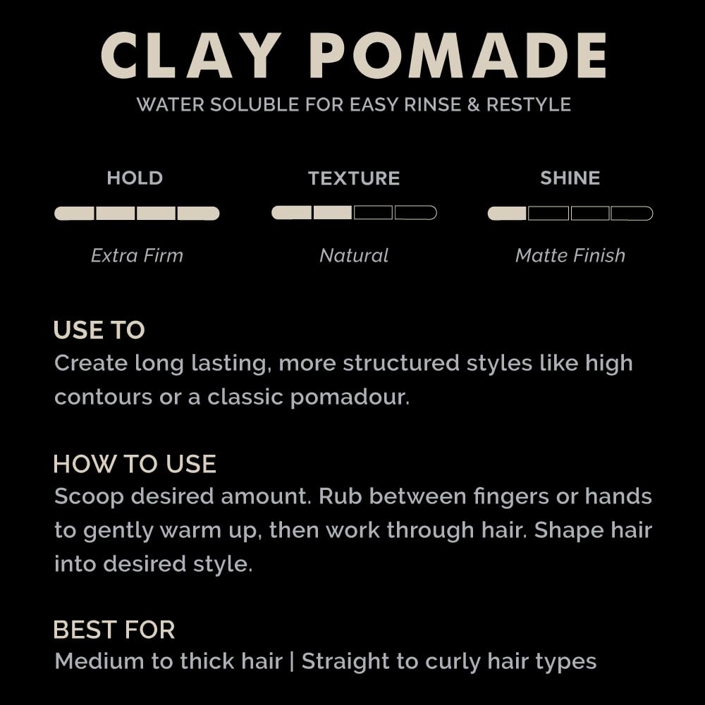 ZEUS Clay Pomade for Men, Matte Finish, Water Soluble & Extra Firm Hold Hair Styling Clay Pomade - MADE IN USA (4 oz.)