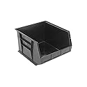 Quantum QUS270 Plastic Stacking Bin, 16-1/2 x 18 x 11 Black - Lot of 3