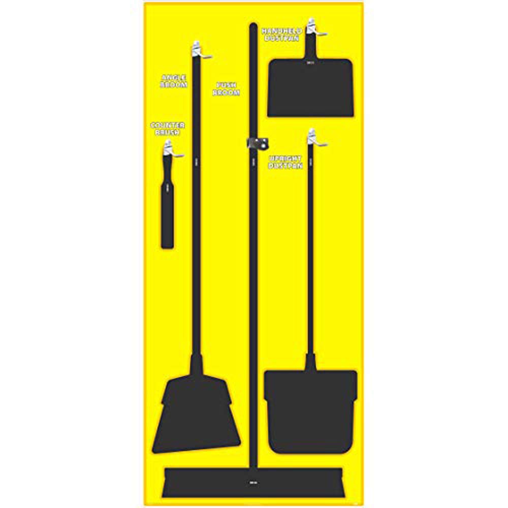 NMC SB107FG 5S Janitorial Shadow Board, Yellow/Black, 68"X30", ProSeriesAcrylic (Tools Sold Separately)