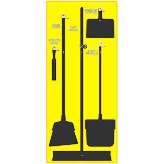 NMC SB107FG 5S Janitorial Shadow Board, Yellow/Black, 68"X30", ProSeriesAcrylic (Tools Sold Separately)