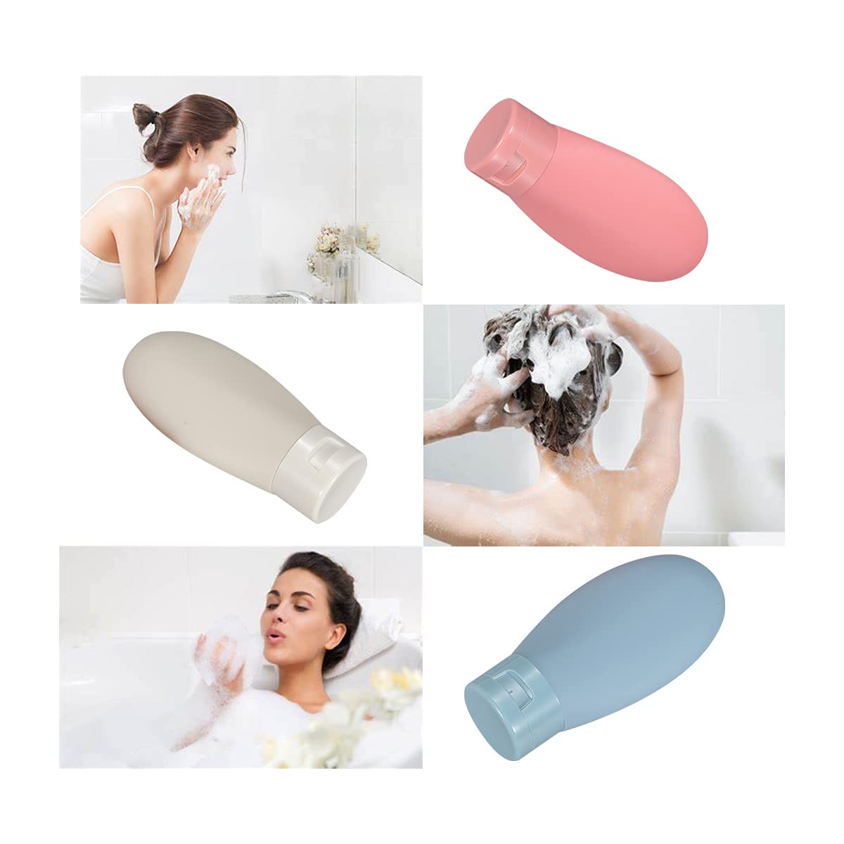 3 Pcs Travel Bottles Set,60ML Travel Bottles & Containers,Small Mini Empty Plastic Squeeze Bottles for Travel Toiletries,Shampoo and Conditioner