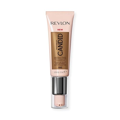 Revlon PhotoReady Candid Natural Finish Foundation, with Anti-Pollution, Antioxidant, Anti-Blue Light Ingredients, 510 Cappuccino, 0.75 fl. oz.