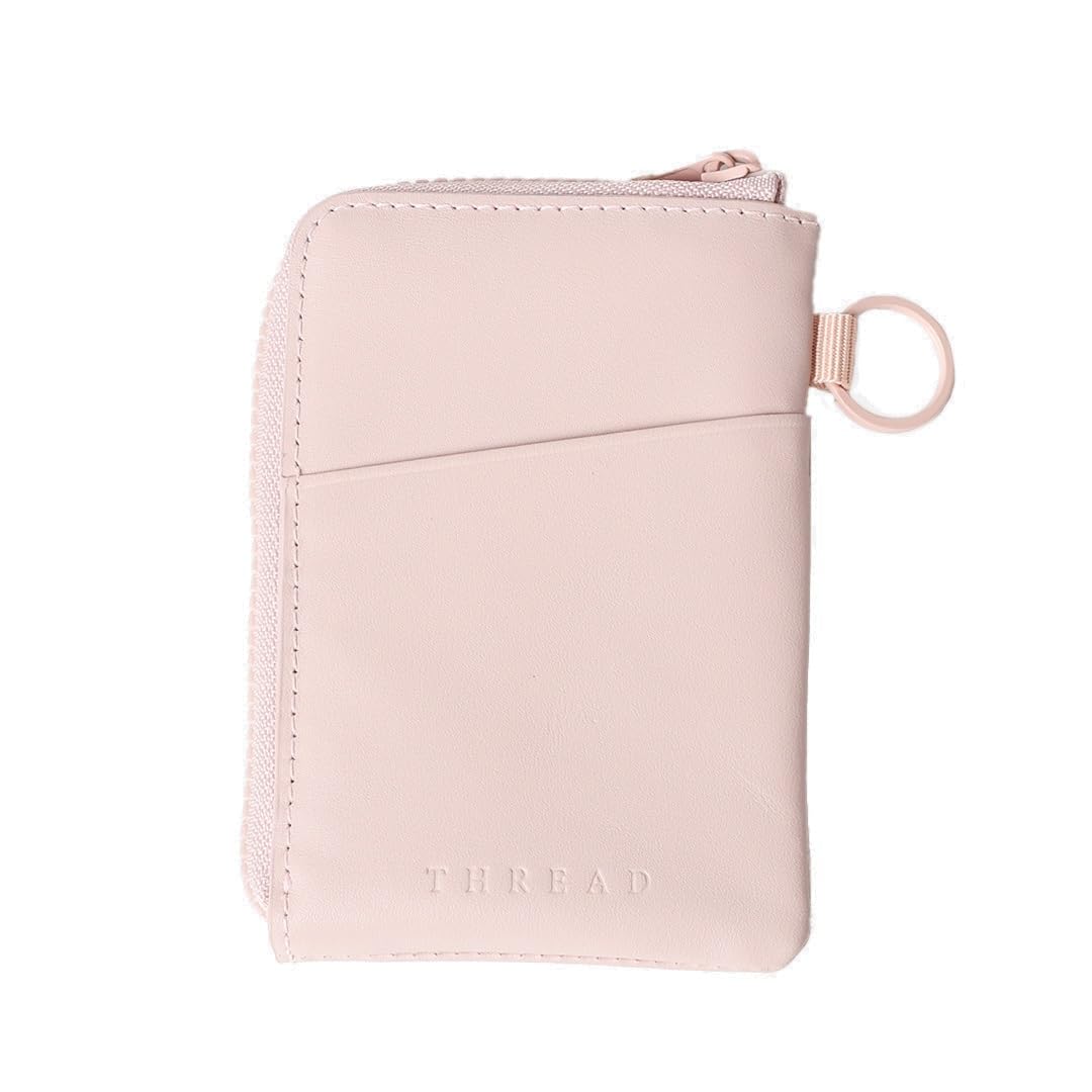Thread Wallets RFID Blocking Leather Zip Wallet with Card Holder for Men and Women (Rose Dust)