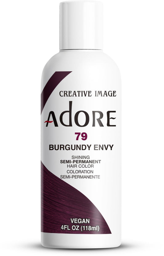 Adore Semi Permanent Hair Color (079 Burgundy Envy) | Vegan & Cruelty-Free Red Hair Dye | No Ammonia, No Peroxide, No Alcohol | 4 Fl Oz