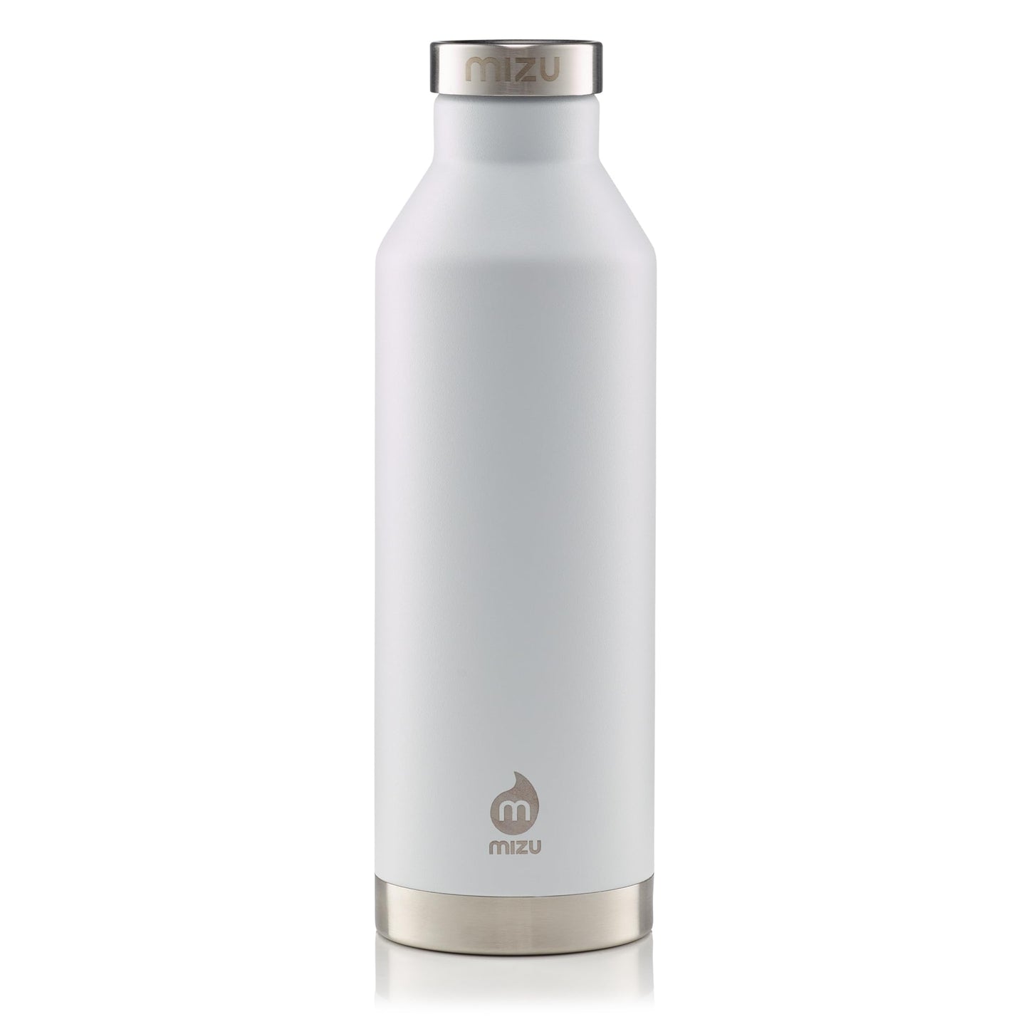 MIZU - V8 Water Bottle | 26 oz. Double Wall Stainless Steel Vacuum Insulated | Narrow Mouth with Leak Proof Cap | Multiple Colors | BPA Free, White