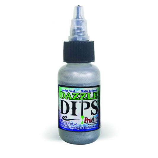 Face Painting Makeup - ProAiir Waterproof Brush On Dazzle DIPS - 1 oz (30ml) Silver Beauty & Personal Care ShowOffs Body Art