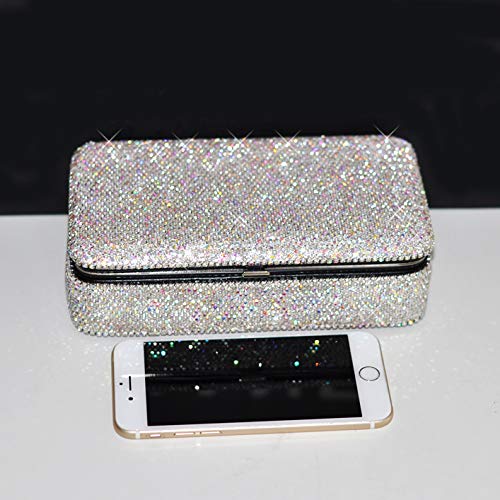 Bestbling Bling Crystal Leather Portable Travel Jewelry Box Organizer Display Storage Case for Rings Earrings Necklace (Silver)