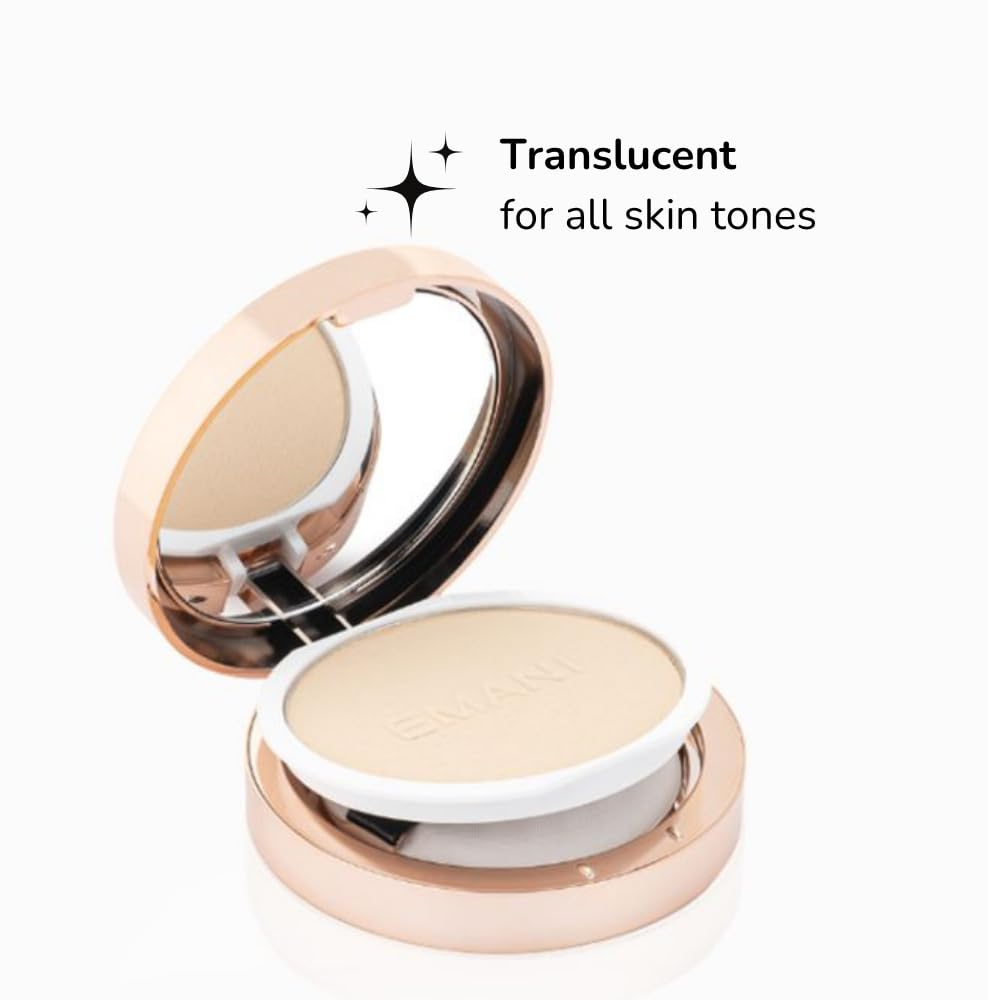 Emani HD Bamboo Setting Powder for Makeup or No Makeup Look, Natural Minerals for Sensitive Skin, Talc Free, All Skin Tones, Made in the USA