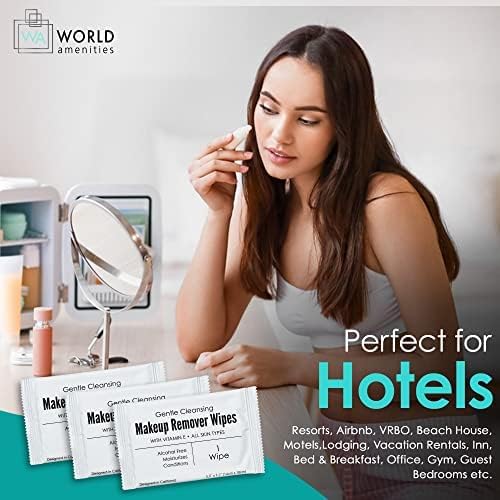 World Amenities Makeup Remover Wipes - Alcohol Free - Vitamin E Face Wipes for Sensitive Skin Comfort - Travel Friendly Facial Cleansing Wipes - 25 Beauty and Personal Care World Amenities