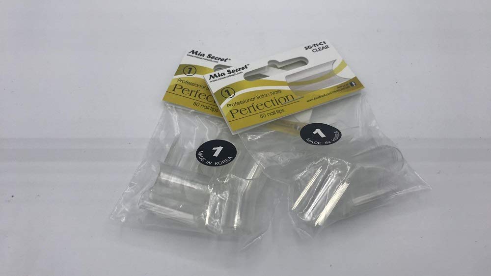 Mia Secret - Nail Tip Perfection 500 or 100 pcs Clear Or Natural #1-10 individuals * Pick Yours (2Pack Clear 100pcs #1) Beauty & Personal Care Mia Secret