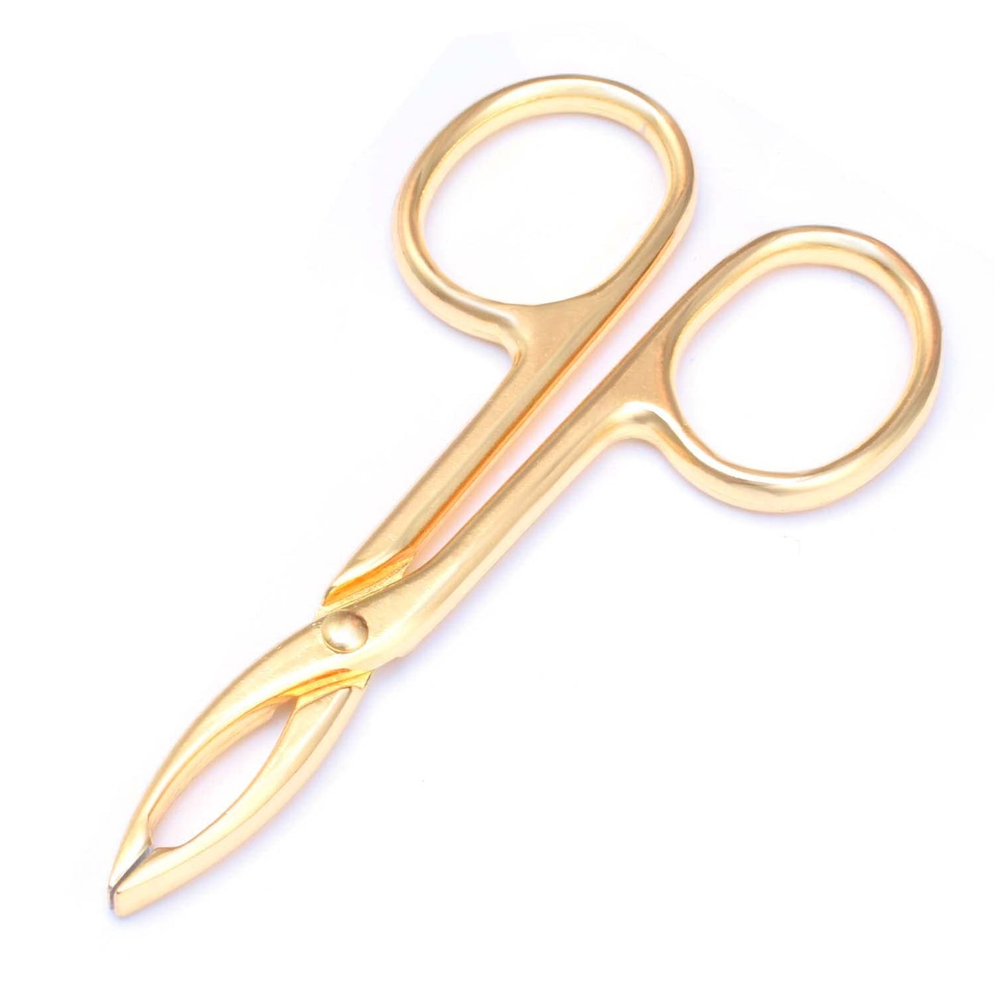 Motanar 2 Pieces Tweezers Scissor Handle Straight Tip Scissor Shaped Eyebrows Tweezers for Hair Plucker Remover Facial Hair Eyebrows Care (Golden)