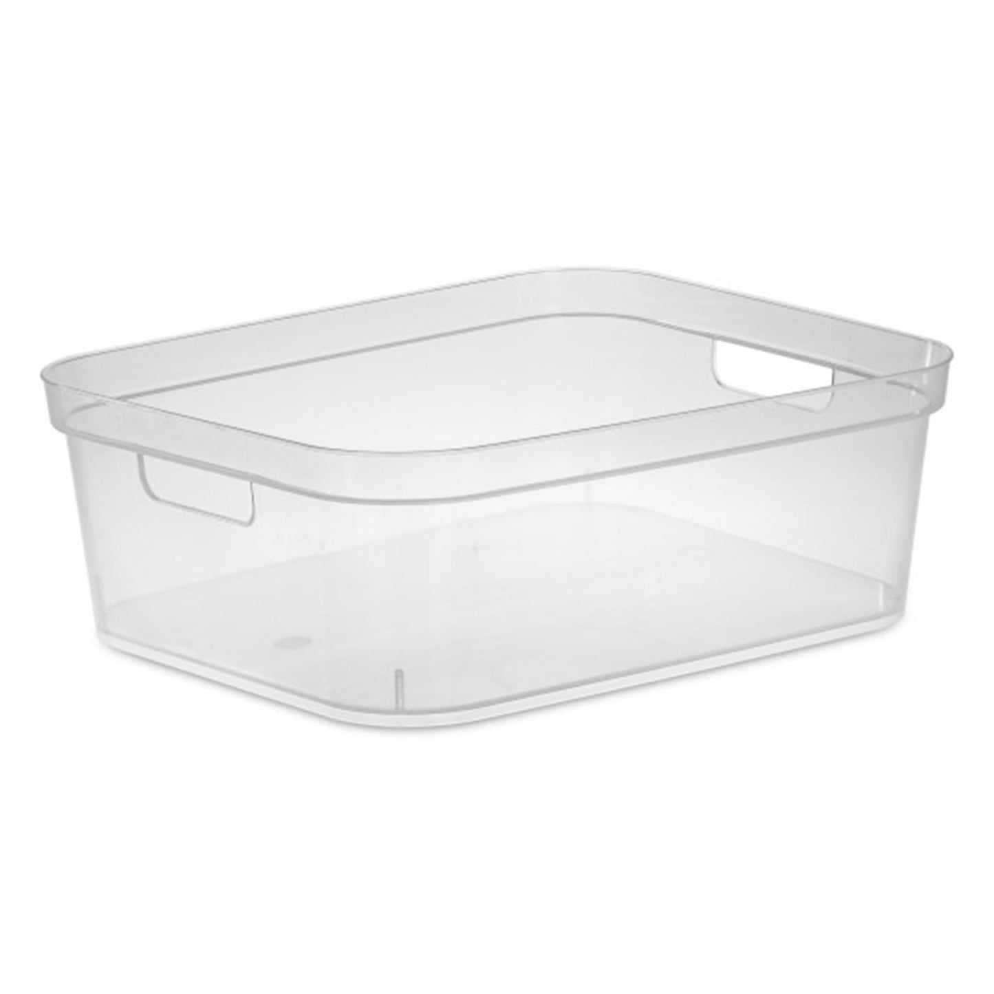 Sterilite 5.25 x 12.25 x 15 Inch Medium Modern Storage Bin w/Comfortable Carry Through Handles & Banded Rim for Household Organization, Clear 8 Pack