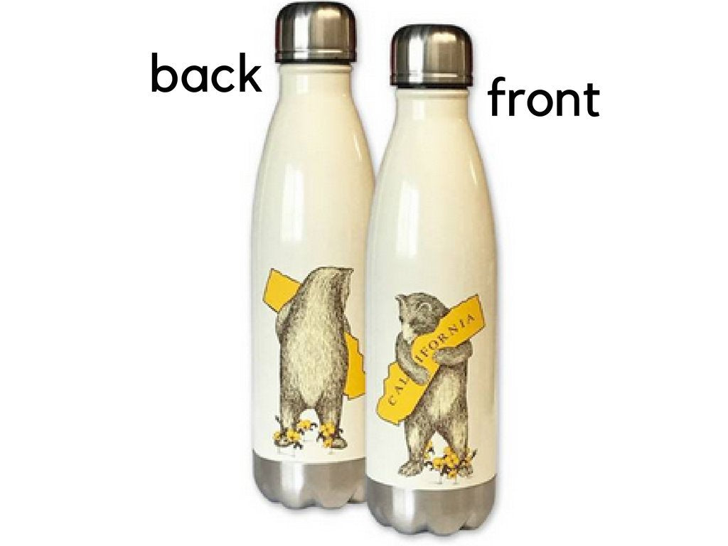 I Love California Bear Hug Stainless Steel Water Bottle - Antique White