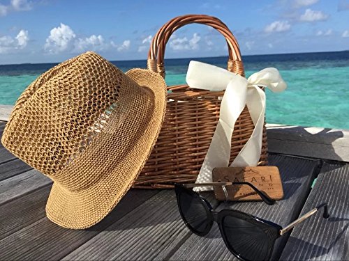 Natural Handwoven Wicker Handbag, Rectangular Basket Purse, Women Straw Tote (Rectangular Khaki)