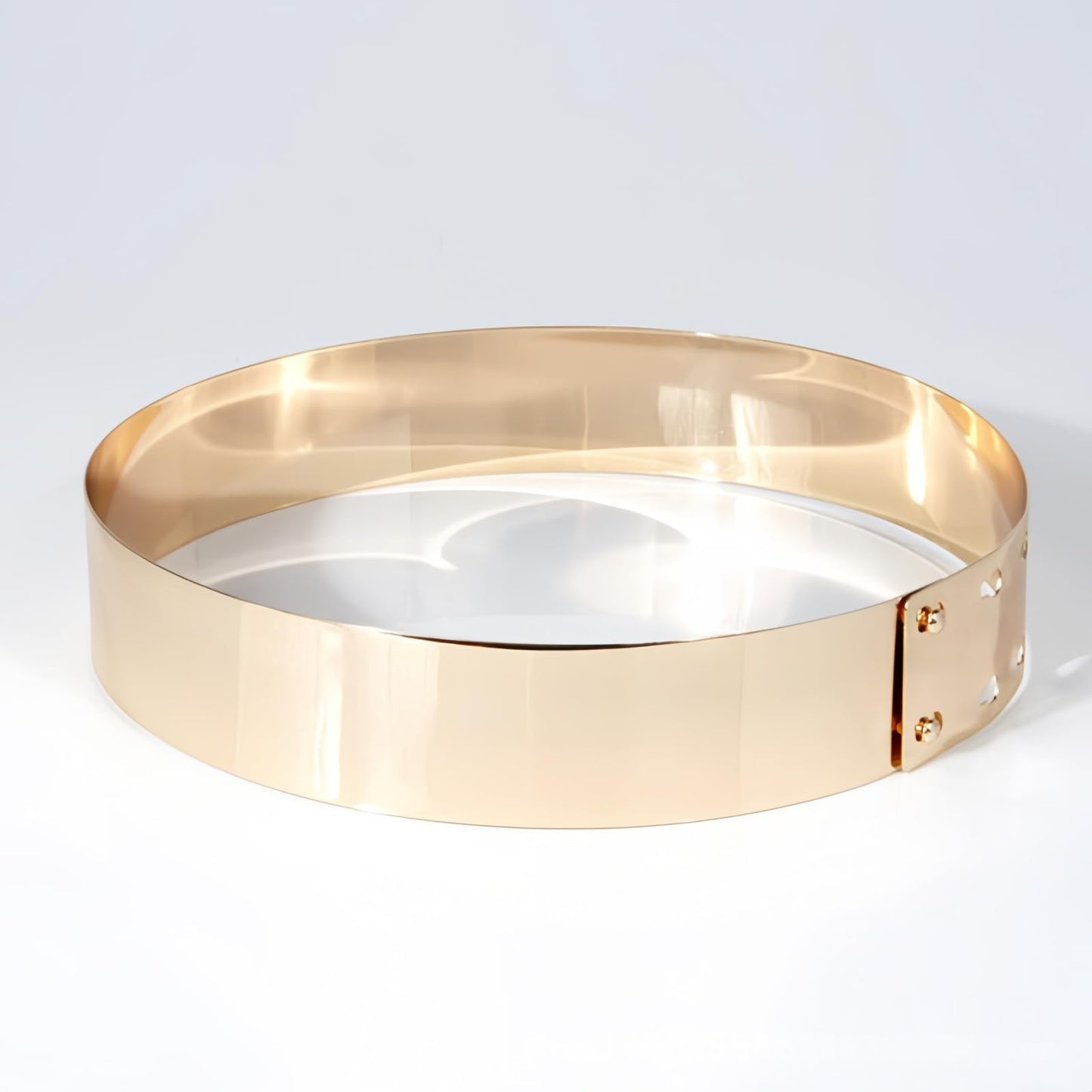 Ulalaza Womens Full Metal Sleek Mirror Plate Waistband Belt Chain Dress Decorated Skinny Golden Silver Belt