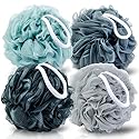 MTDLYICE Loofah Sponge XXL-100g 4 Pack, Bath Sponge Soft Mesh Shower Puff Loofah for Men, Exfoliating Body Scrubber for Women, Shower Accessories