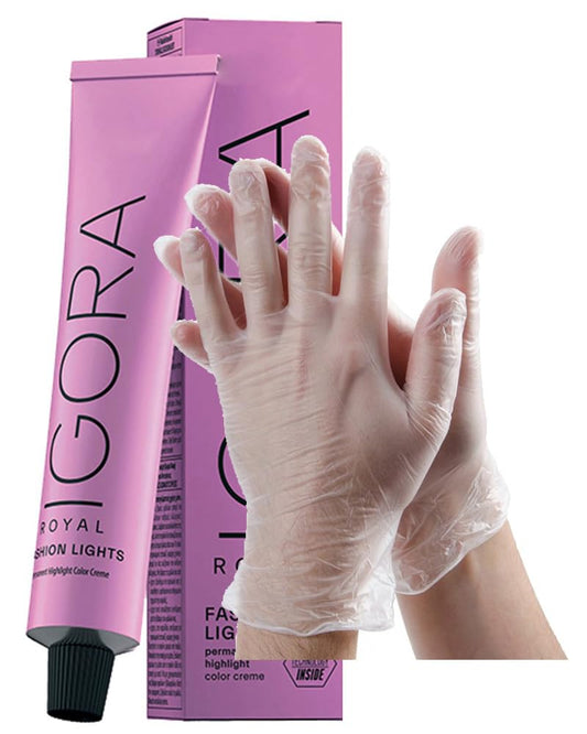 IgoraFashion Lights L-77 Copper Extra Permanent Hair Color 2 Fl Oz with Clear Powdered Medium Vinyl Gloves (Bundle) Beauty & Personal Care M Hair Designs