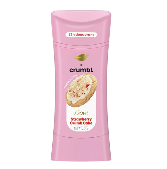 Dove x Crumbl 1 Pack Deodorant Stick Crumbl Strawberry Crumb Cake Aluminum Free, 2.6 oz Beauty and Personal Care Dove
